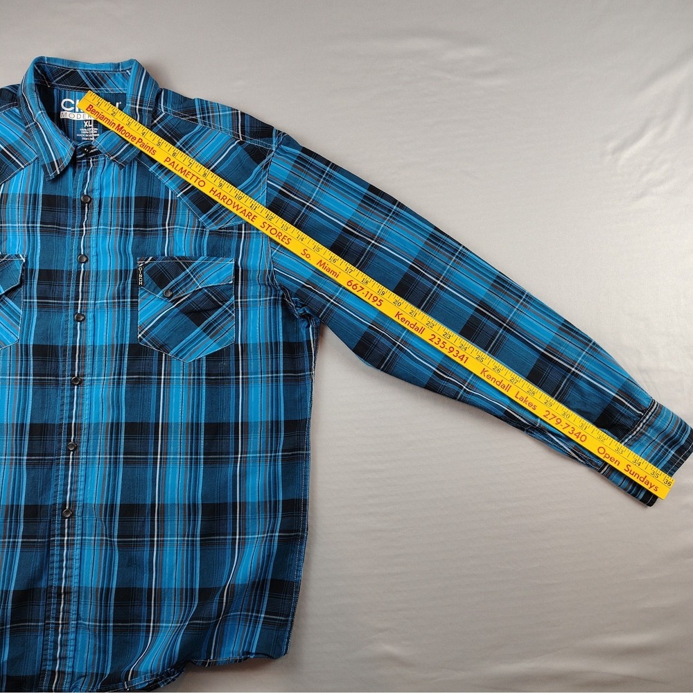 Cinch Modern Fit Western Shirt Men's XL Blue Plaid Snap Long Sleeve Cowboy - Picture 11 of 16